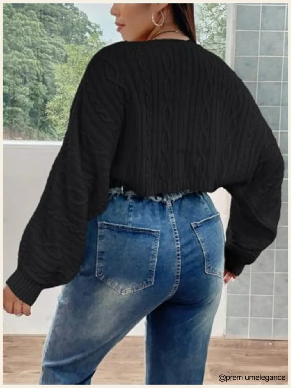 Plus Size Cropped Cable Knit Bolero Shrug Cardigan Loose Fit Short Sleeve Pull